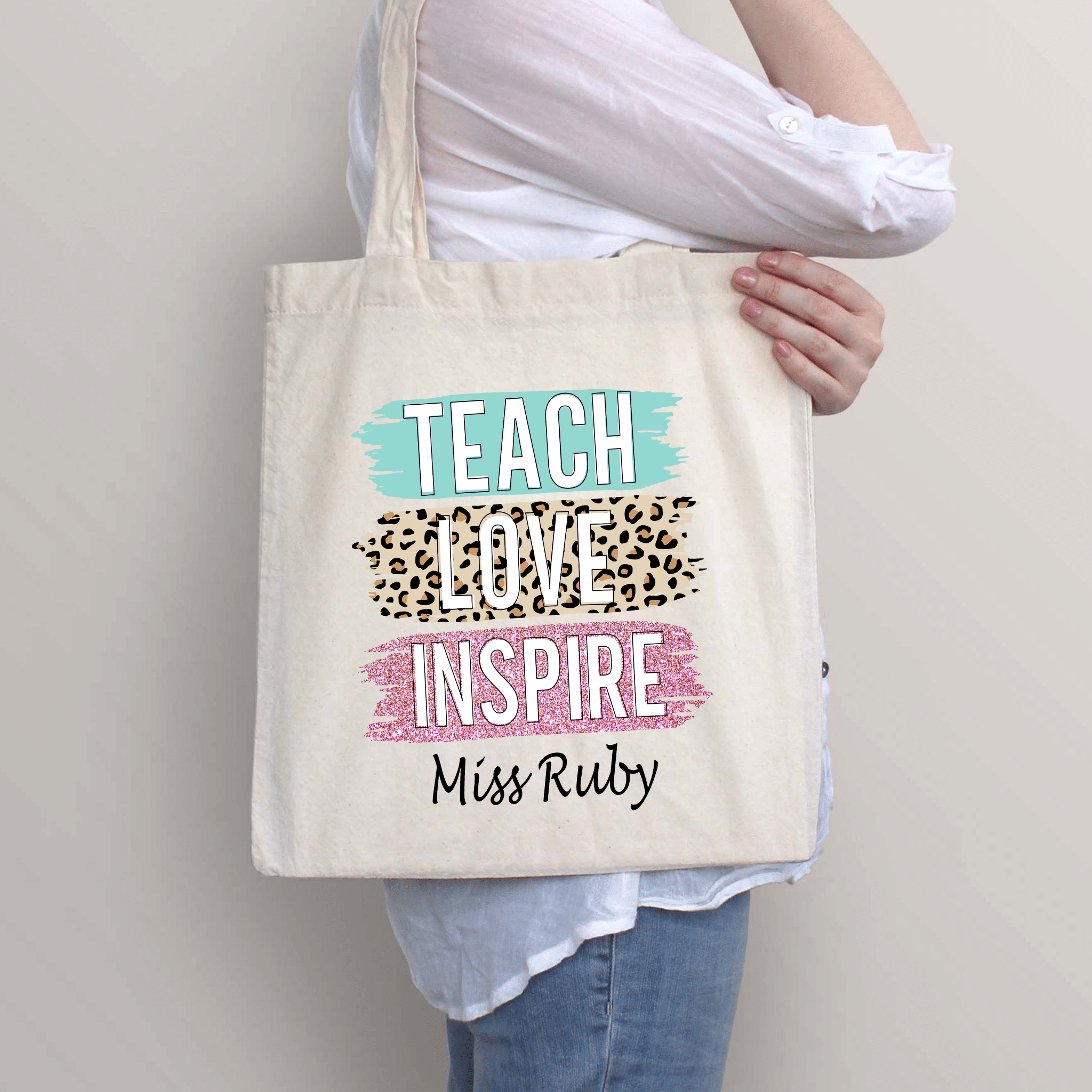 Teach Love Inspire, Teacher online Gift, Teacher Appreciation Personalized Embroidered Backpack