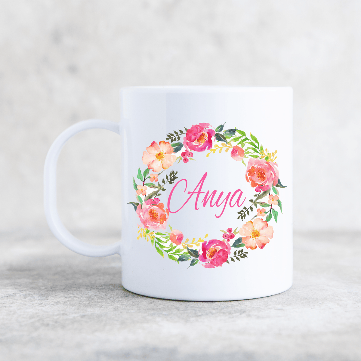 FLORAL WREATH PLASTIC MUG