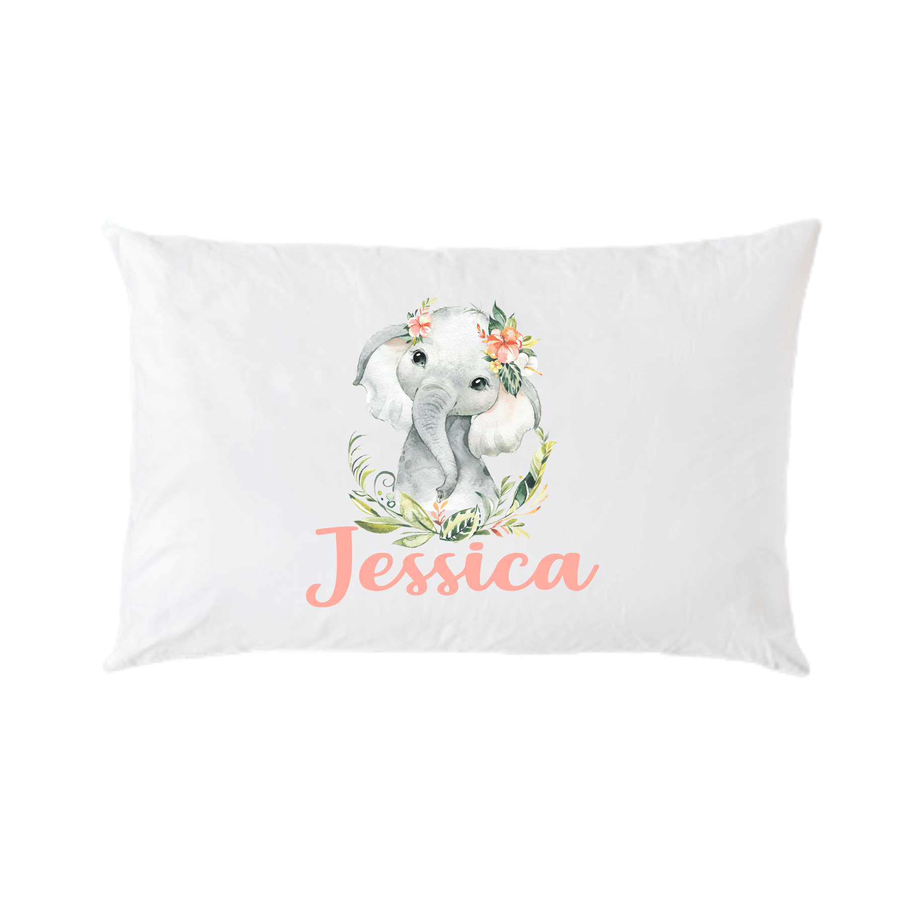 Lil Green Rhino animal pillowcase ELEPHANT FLORAL PILLOWCASE