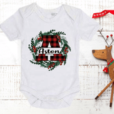 Lil Green Rhino Christmas Onesie TARTAN LETTER ONESIE